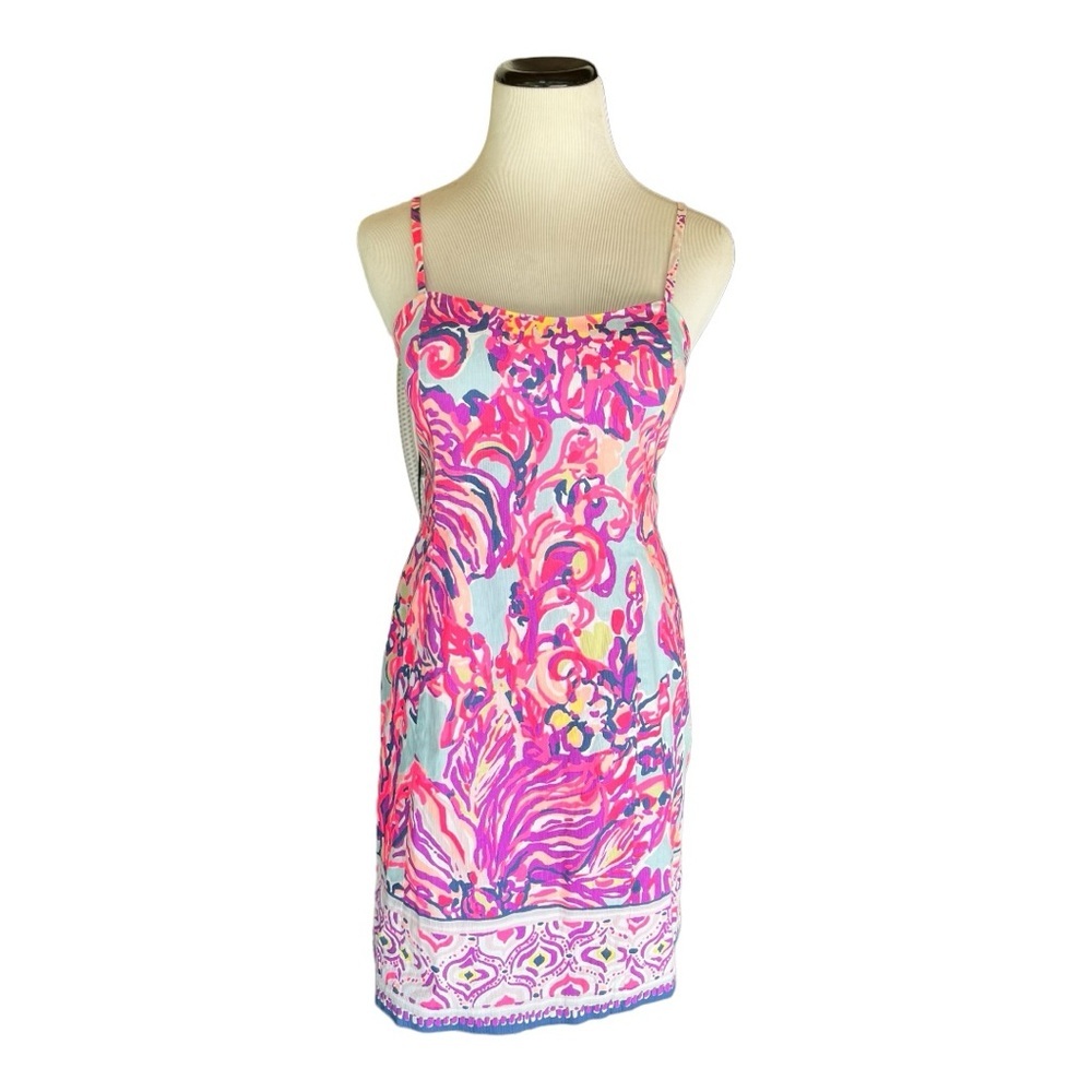 Lilly Pulitzer Shelli Serene Blue  Big escapade back Tie dress sz 4